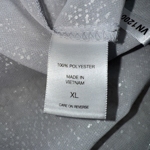 New York & Company long sleeve metallic & white blouse wrap front v neck size XL - Picture 5 of 6